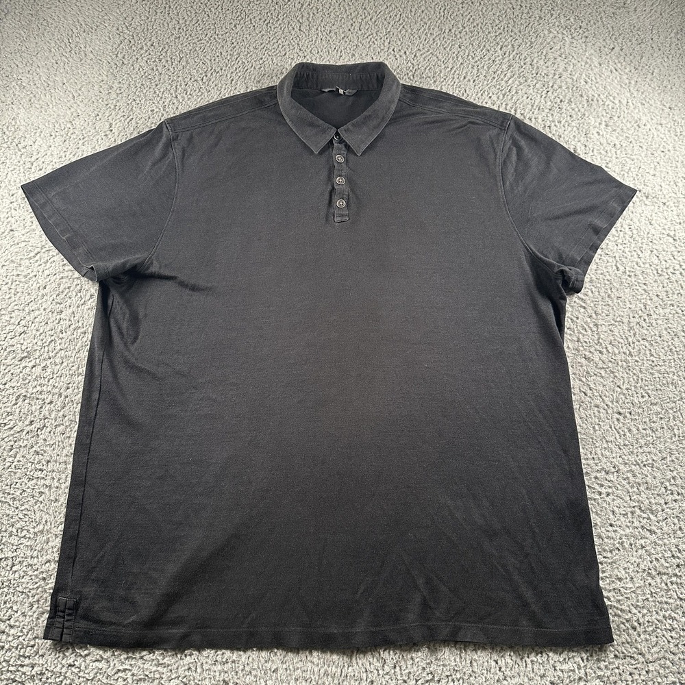 John Varvatos Polo Shirt Mens 2XL Gray Silk Cotton Jersey Casual Lightweight